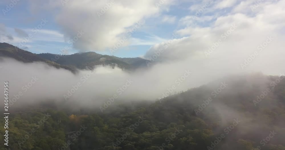 Morning fog over mountain foothills (aerial view) Morning fog over mountain foothills (aerial view)