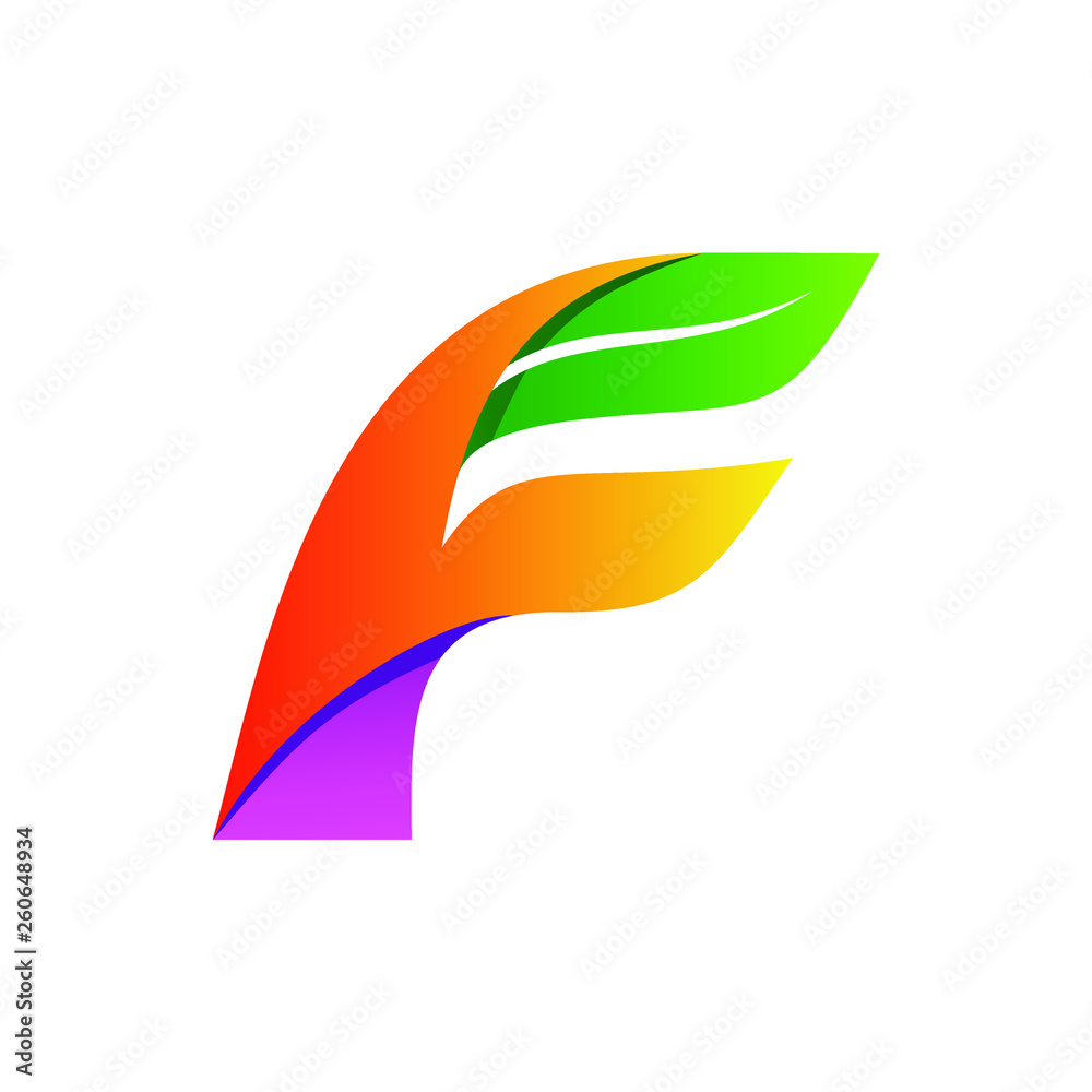 Letter F and Leaf Logo Vector
