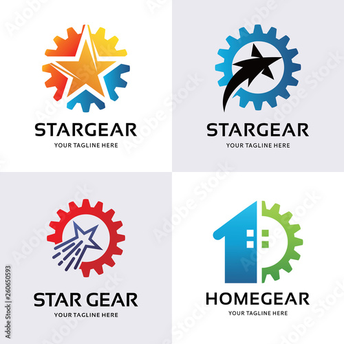 Collection of Star Gear Logo Design Template Inspiration