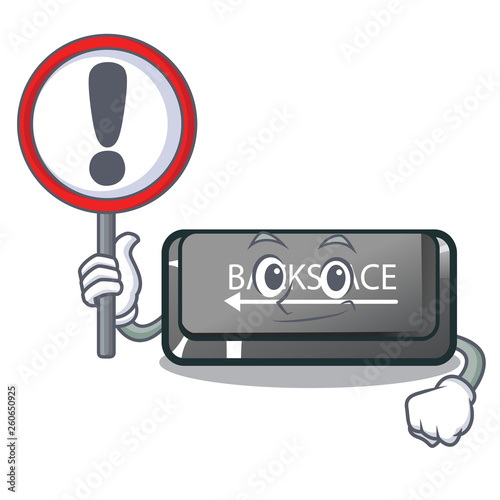 With sign button backspace isolated in the mascot