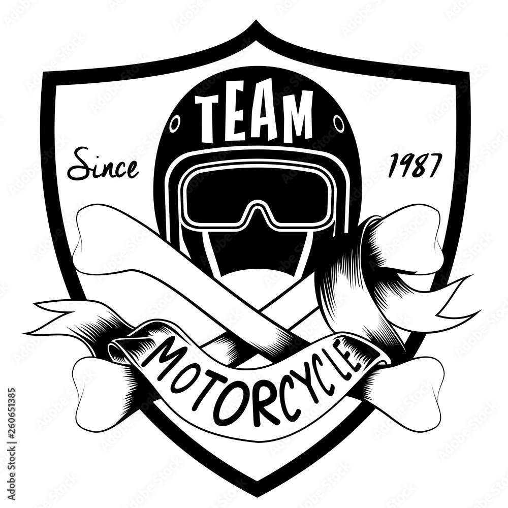 vector illustration of a vintage motorcycle team logo Stock Vector