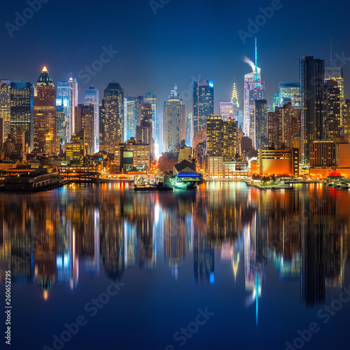 View on Manhattan and times square at night, New York, USA © sborisov