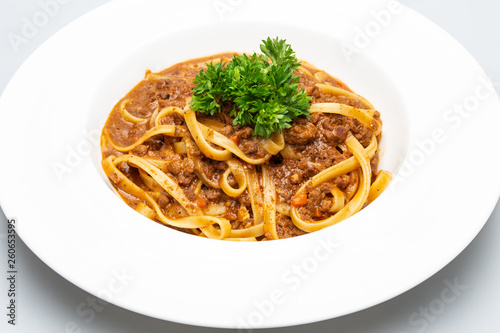 Spaghetti with minced pork sauce