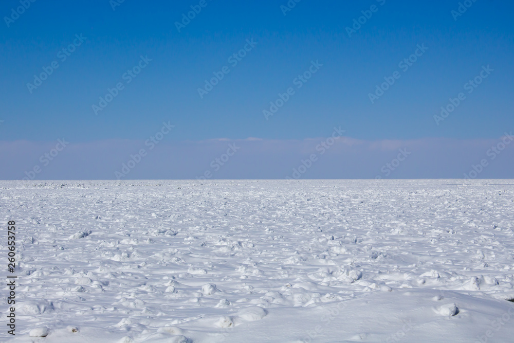 Lake view at frozen lake Lake Erie