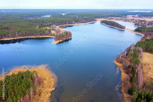Fototapeta Naklejka Na Ścianę i Meble -  Spring in Masuria from a bird's eye view, Poland