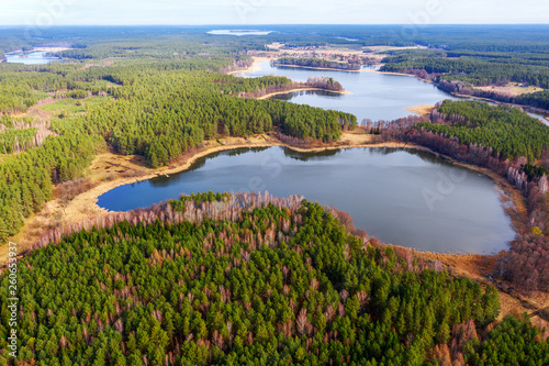 Fototapeta Naklejka Na Ścianę i Meble -  Spring in Masuria from a bird's eye view, Poland