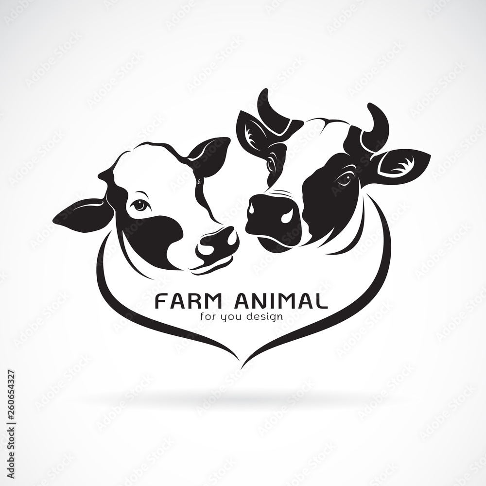 Fototapeta premium Vector of two cows head design. Animals farm. Cows Icon or logo.