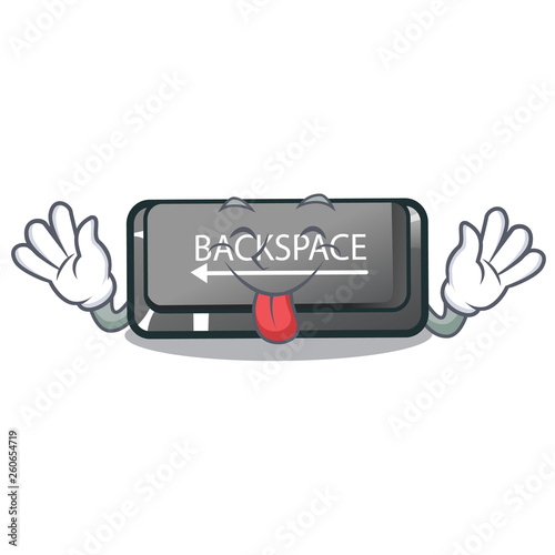 Tongue out backspace button on a computer character