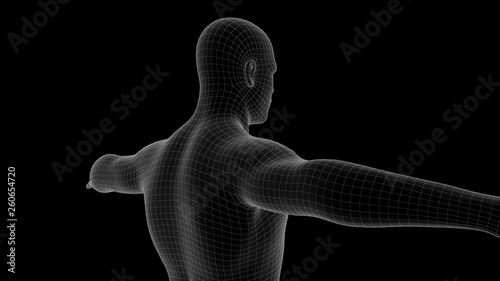 3d illustration of a man xray hologram