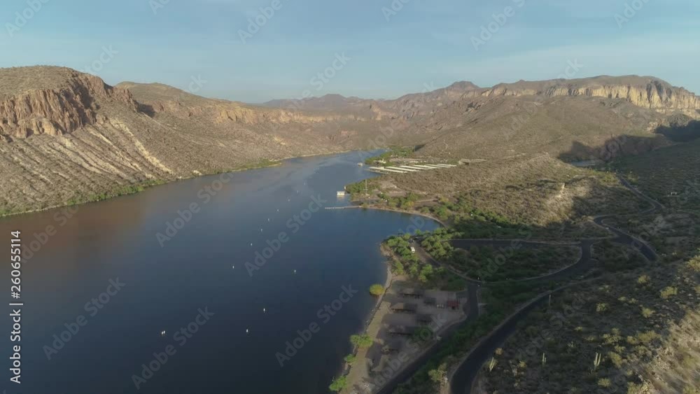 AERIAL - Desert Lake During Golden Hour AERIAL - Desert Lake During Golden Hour