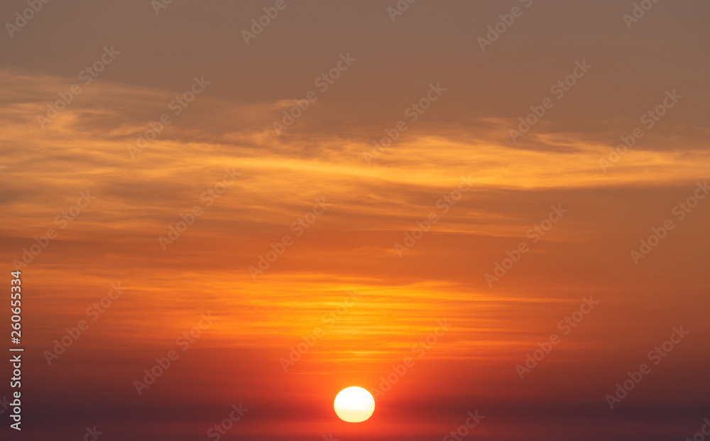 Beautiful sky sunset  , sun and clouds Landscape nature background