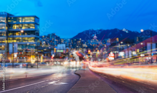 light trails go out of the downtown vancouver © kalafoto