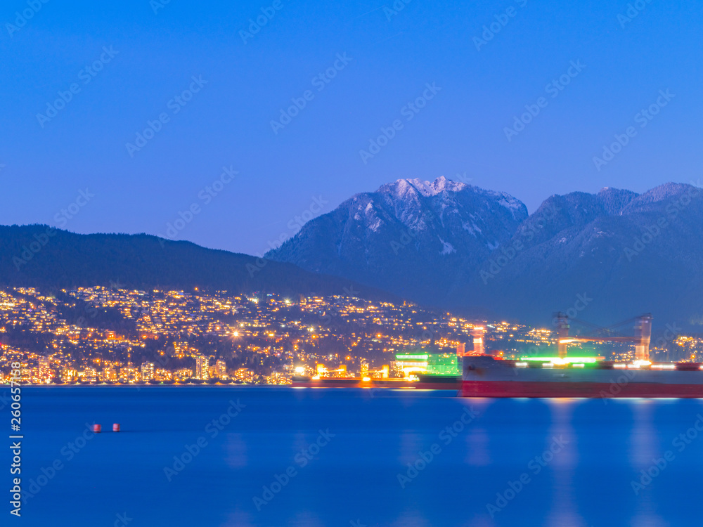 freighters stop at sunset