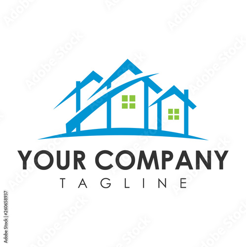 Roof, Home, House, Construction, architecture, apartment, duplex, Properties, dormitoriy, dwellings, mortgage, real estate developer logo Design Vector Illustration