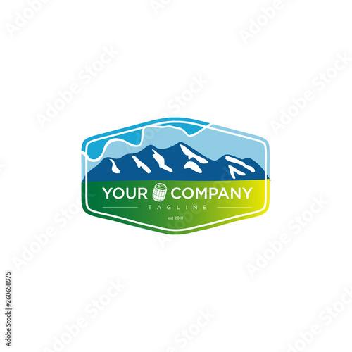 Mountain View Logo Design Nature.  mountain landscape logo design vector. Mountain climbing Logo Badge Illustration