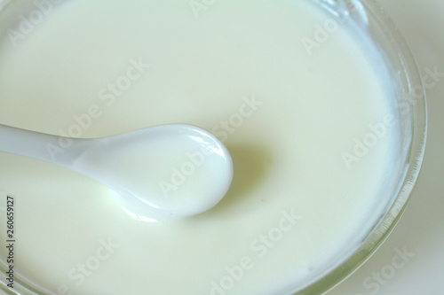 Yogurt in a white bowl