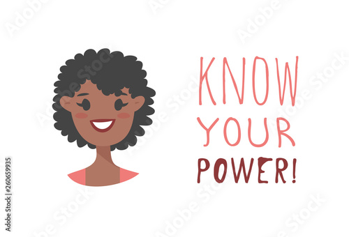 Set of a group of different people and text. Cartoon style characters of different races. Vector illustration caucasian, asian and african american women and quote