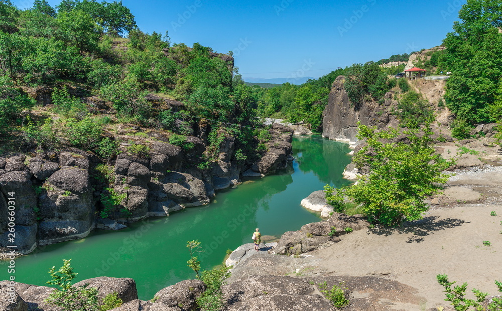 river with green water in Greece