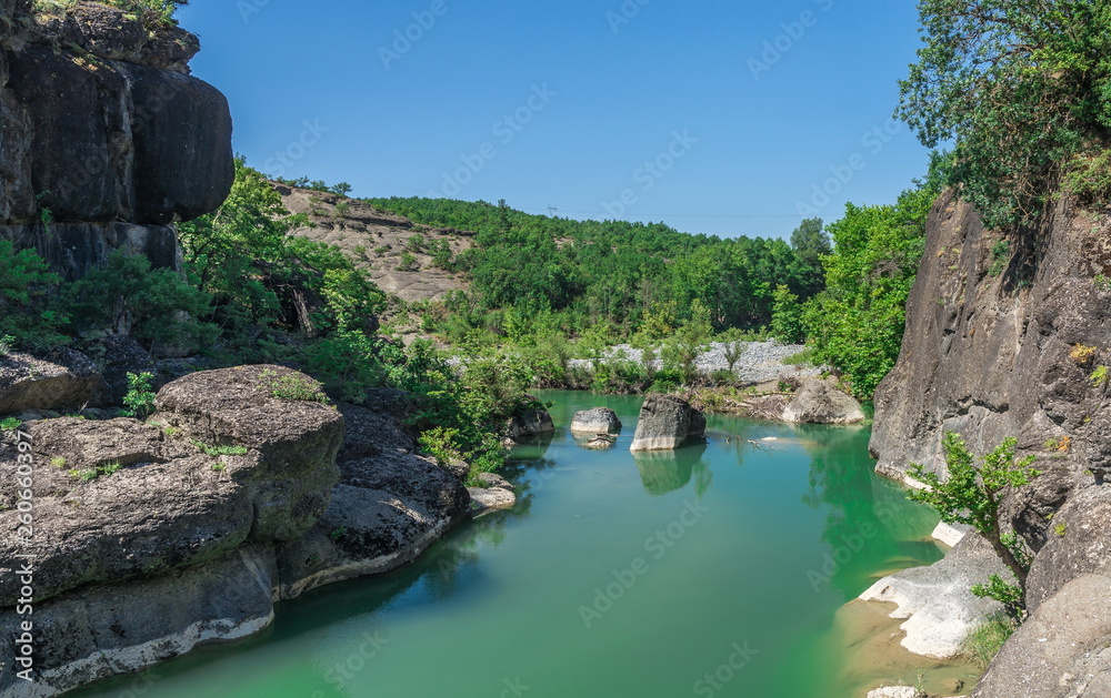 river with green water in Greece