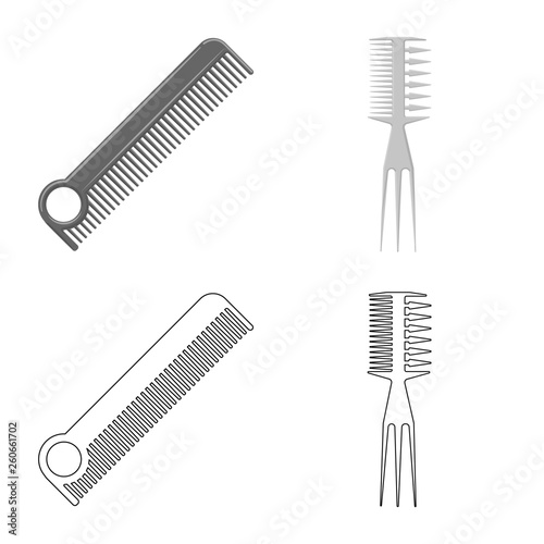Isolated object of brush and hair logo. Set of brush and hairbrush vector icon for stock.