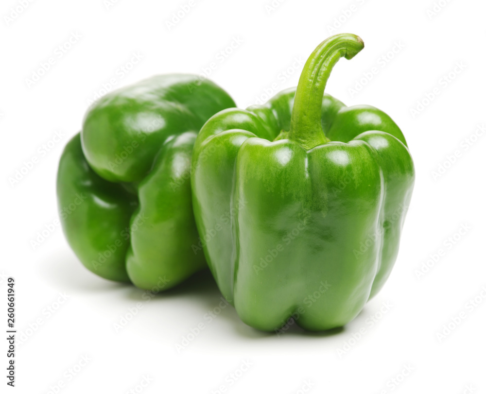 fresh green bell pepper (capsicum) on a white background fresh green bell pepper (capsicum) on a white background