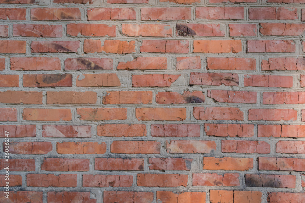 Naklejka premium Old red brick wall pattern, texture and background