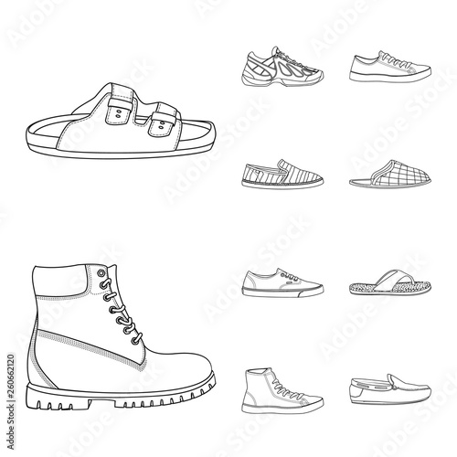 Isolated object of shoe and footwear icon. Set of shoe and foot vector icon for stock.