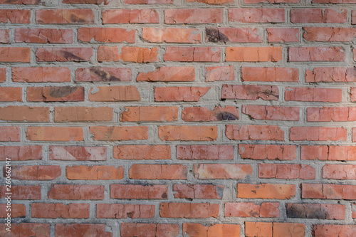 Old red brick wall pattern, texture and background