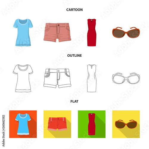 Isolated object of woman and clothing icon. Set of woman and wear stock vector illustration.
