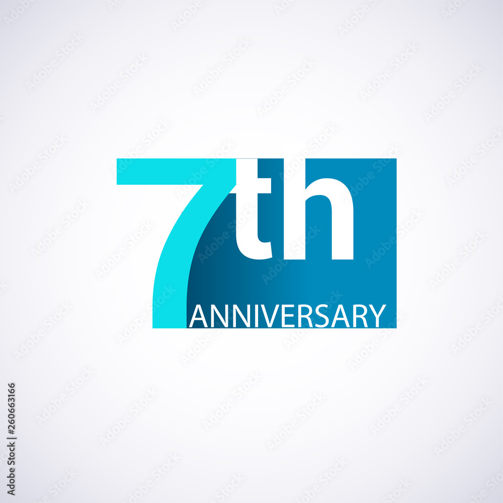 Template Logo 7 anniversary blue colored vector design for birthday celebration.