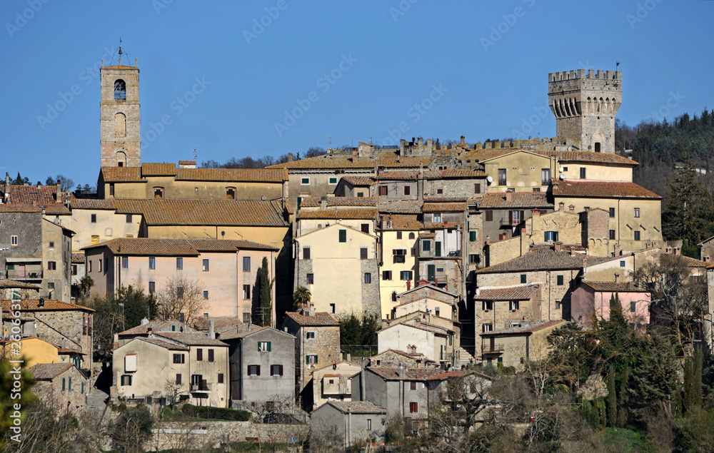 scenic view of san Casciano dei Bagni medieval village, in Tuscany land, Italy