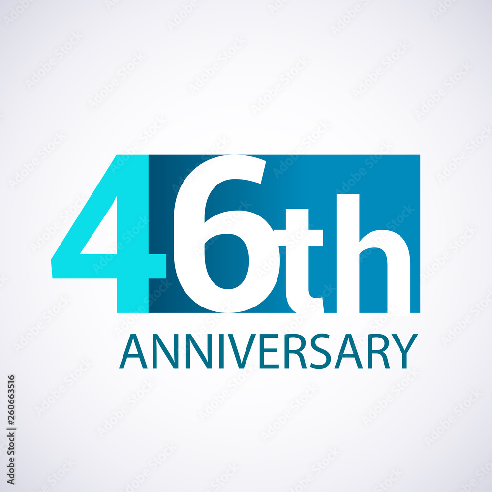 Template Logo 46 anniversary blue colored vector design for birthday celebration.