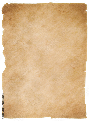 Old worn paper sheet isolated wirh clipping path included