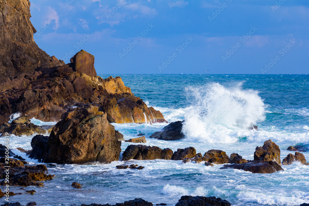 Fototapeta premium 日本海の荒波 秋田県 男鹿半島