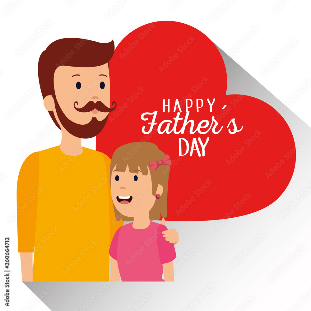 man with his daughter and heart fathers card man with his daughter and heart fathers card