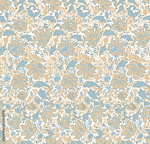 Seamless traditional indian textile floral pattern