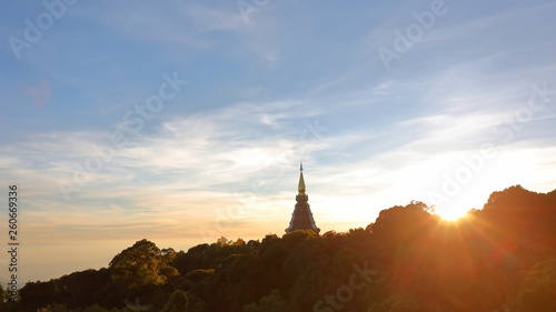 beautiful landscape, landmark of pagoda in doi Inthanon national park at Chiang Mai, Thailand © sutichak