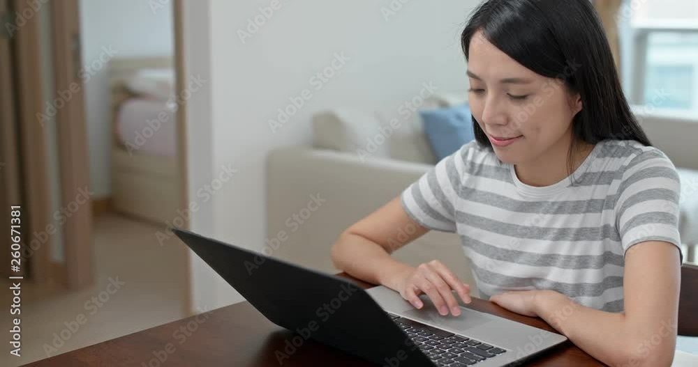 Woman work on computer at home Woman work on computer at home