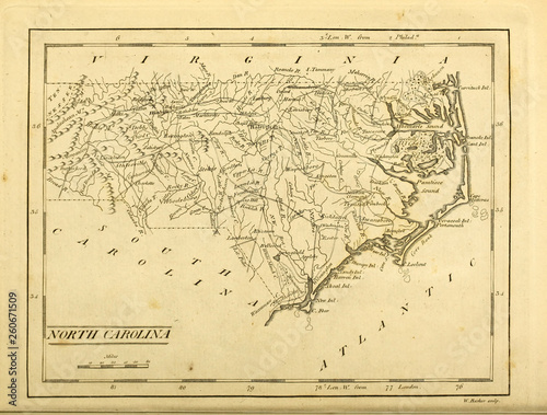 Old map. Engraving image. US