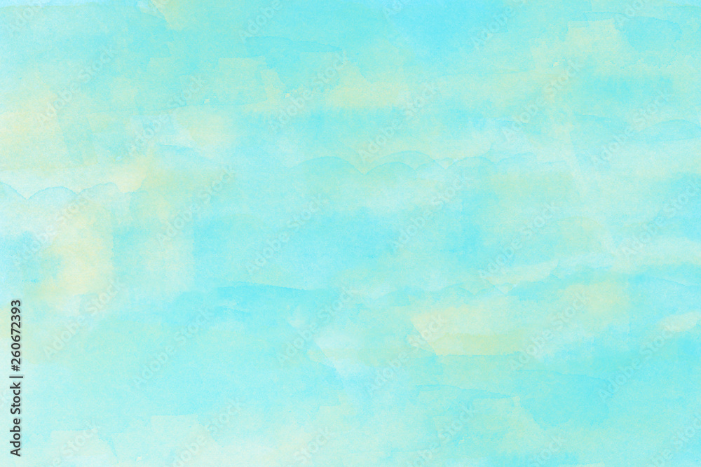 Turquoise and yellow watercolor background