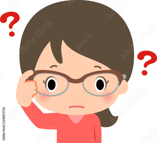 眼鏡に疑問がある若い女性