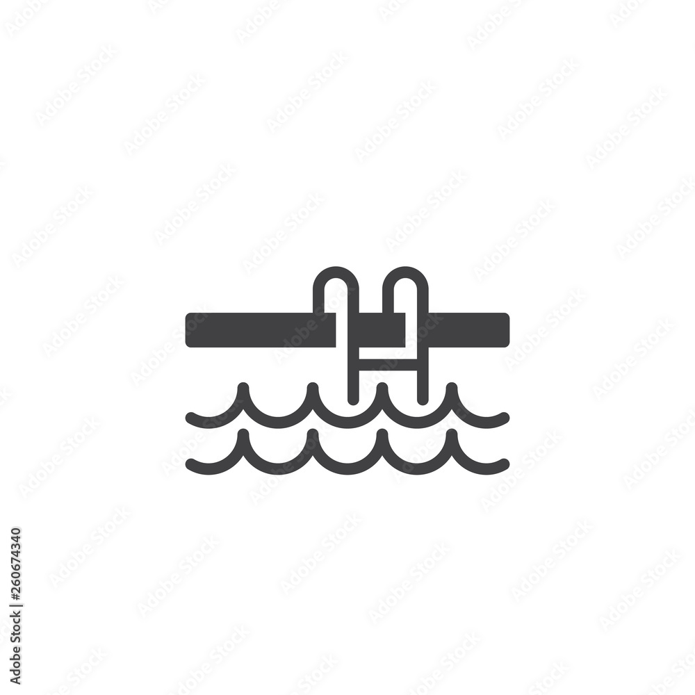 Swimming pool ladder vector icon. filled flat sign for mobile concept and web design. swimming pool water glyph icon. Symbol, logo illustration. Pixel perfect vector graphics
