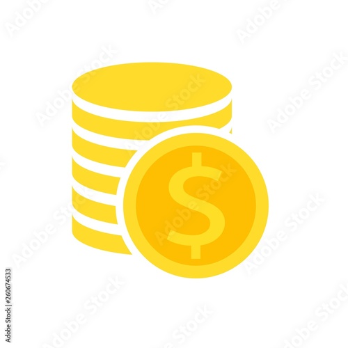 Coins Dollar Icon in the style of flat