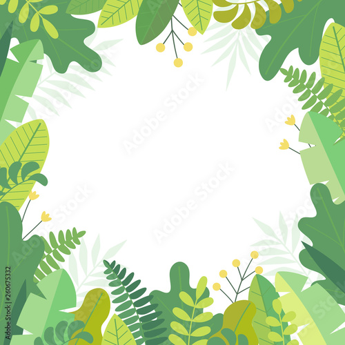 vector cute childlike frame created in stylized papet cut floral elements.