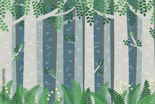 cute digital illustration of a miracle forest.