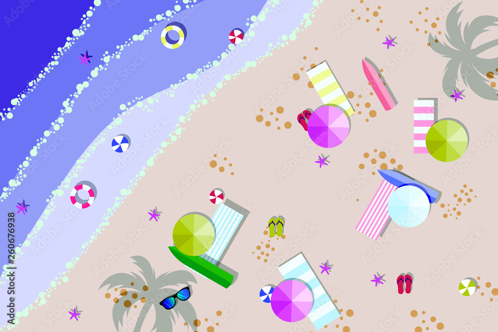Sea view in summer. Beach and sand. Holidays, travel, vacation concept. Exotic island Sea view in summer. Beach and sand. Holidays, travel, vacation concept. Exotic island