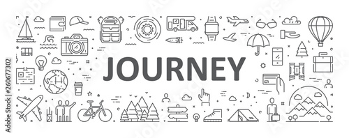 Vector line concept for journey. Modern linear banner for adventure
