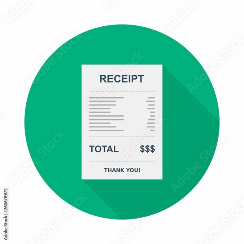 Receipt paper, Bill check, Invoice, Cash receipt, Payment of utility, Vector, Flat icon