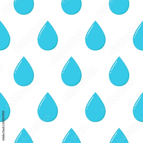Rain seamless vector pattern. Falling water drops. Shades of blue.