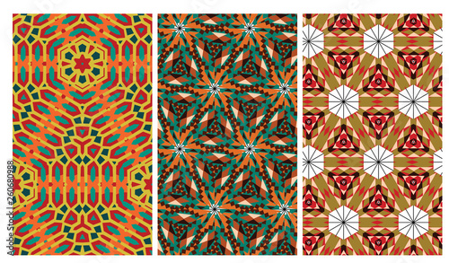 Set of geometric seamless pattern in african style